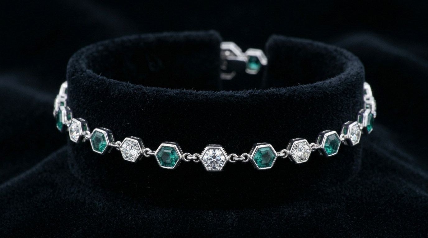 Hex-cut Alexandrite choker necklace